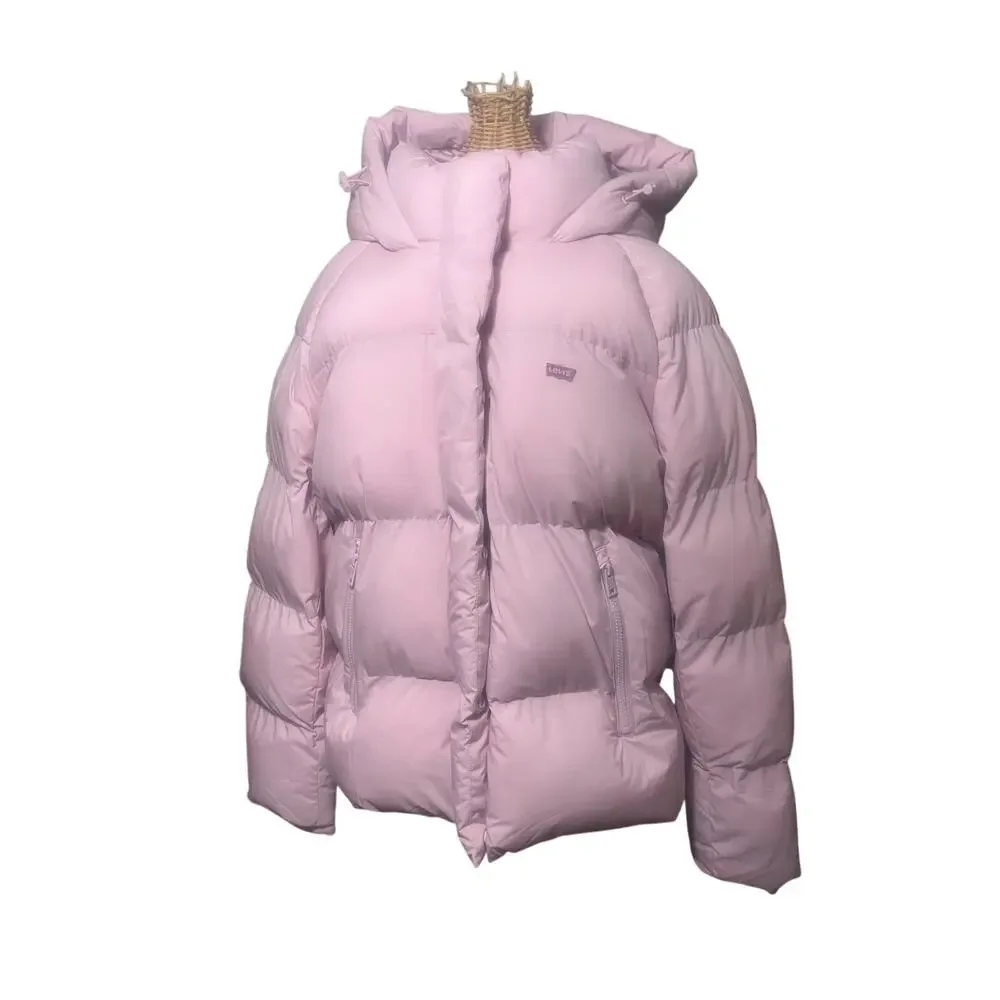 Levi Light Pink Puffer Hoodie Jacket NWT Size XL LW5SP697